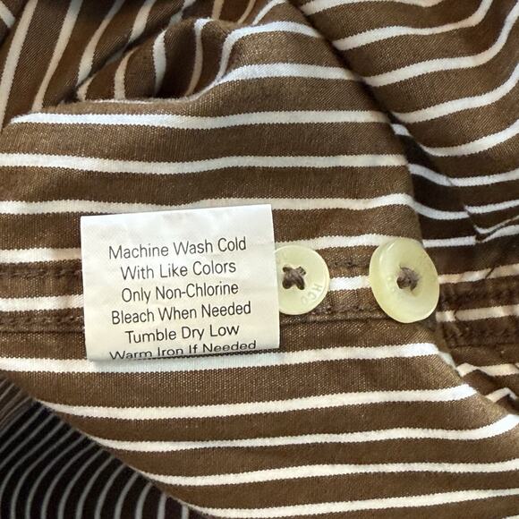 Hollister Vintage Y2K Logo Striped Oxford Button Shirt Brown Mns Medium - Picture 7 of 10